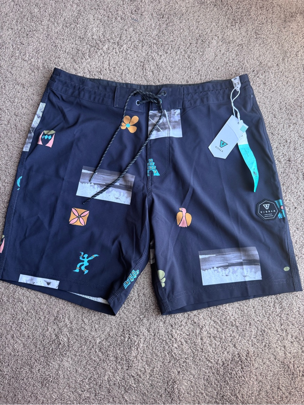 Vissla Men's Black Patterned Board Shorts